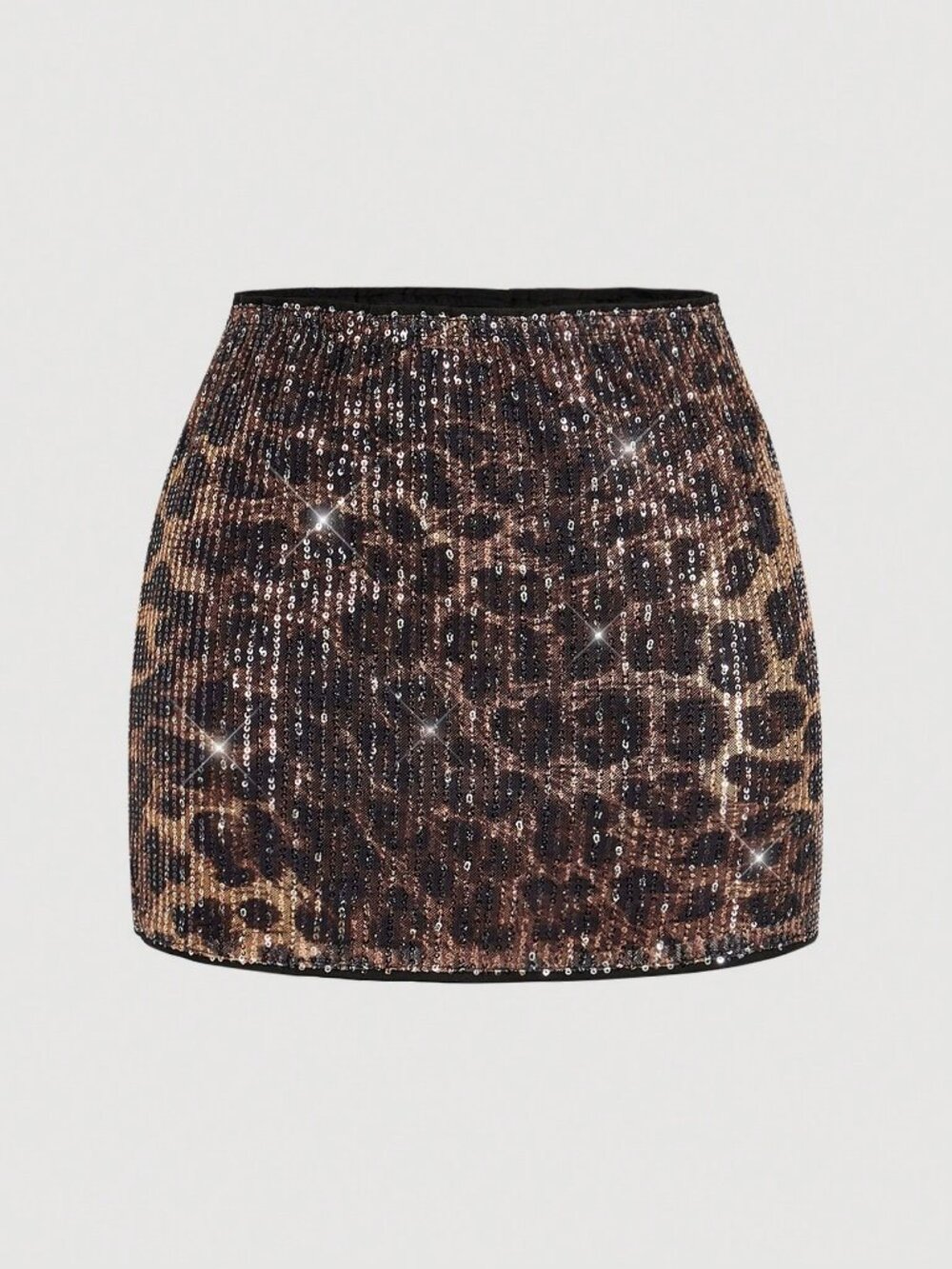 Multicolor Contrast Sequin Zipper Ribbed Mini Women's Bodycon Skirt